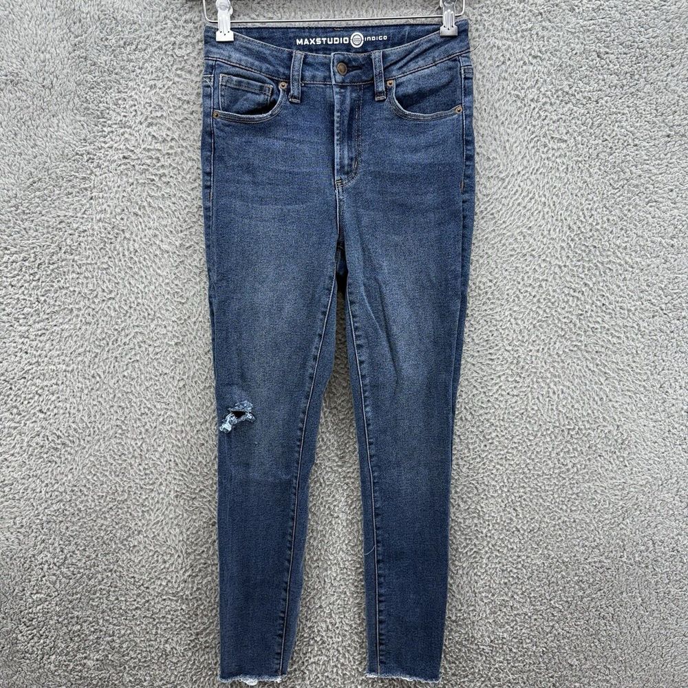 Max Studio Indigo High Rise Skinny Women's Size 4‎ Premium Stretch Denim Jeans